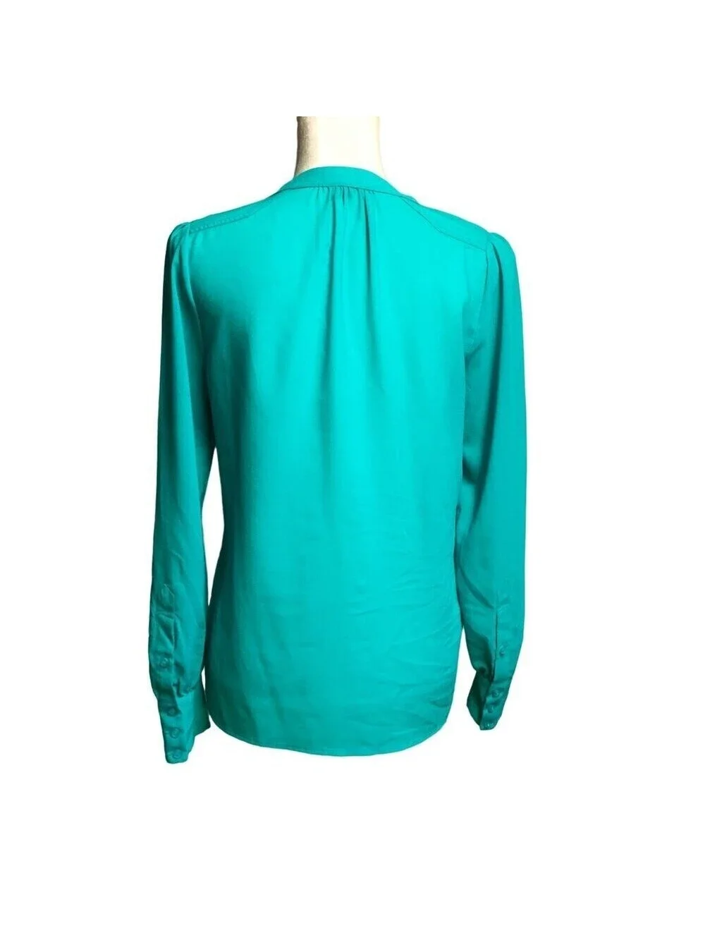 J.Crew Teal Green Ruffle Pleated Bib Blouse Long Sleeve Button Down Top 58160 2